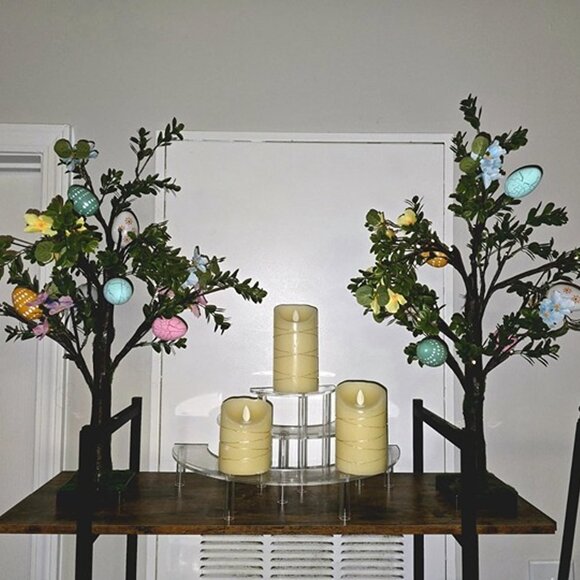 NEW 2 Pack Easter Lighted Tree Decoration, 26 Inch 24 LED Battery Operated - Picture 2 of 8